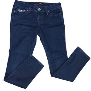 Guess Stretch Skinny Gem Crystal Wing Embellished Denim Blue Jeans 27